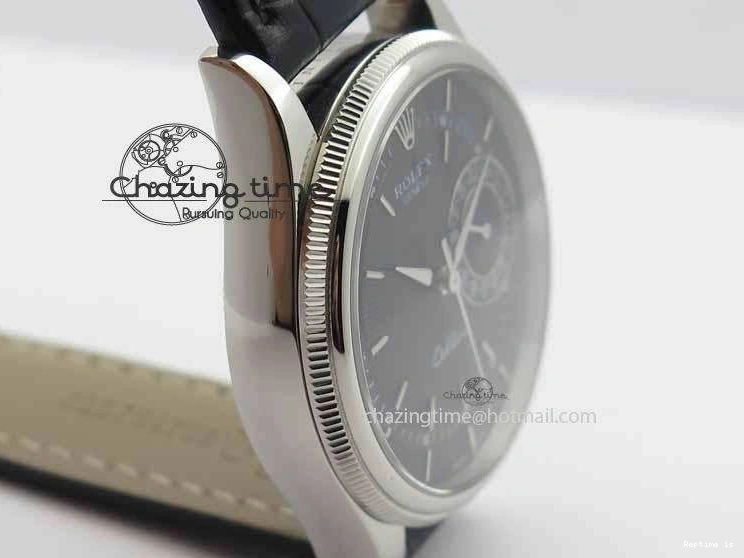 1218 Cellini Date VF Best Edition SS Black Dial Stick Markers On Black Leather Strap A Lightweight 3725